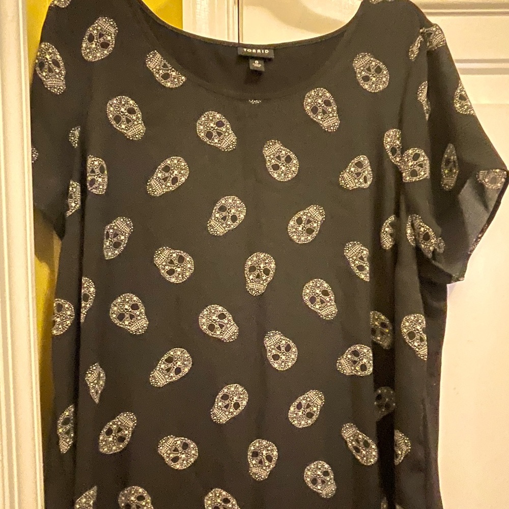Torrid Skull Print Abbey Top Sz 0